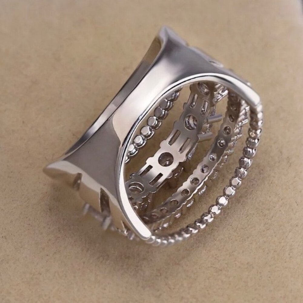 NEW 925 Sterling Silver Diamond Multi Band Ring - Picture 5 of 6